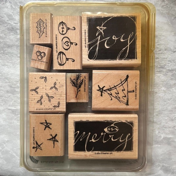 Stampin’ Up! Vintage 2000 & 2003 Christmas Holiday Sprit Stamp Set Of 9 Stamps - Picture 14 of 14